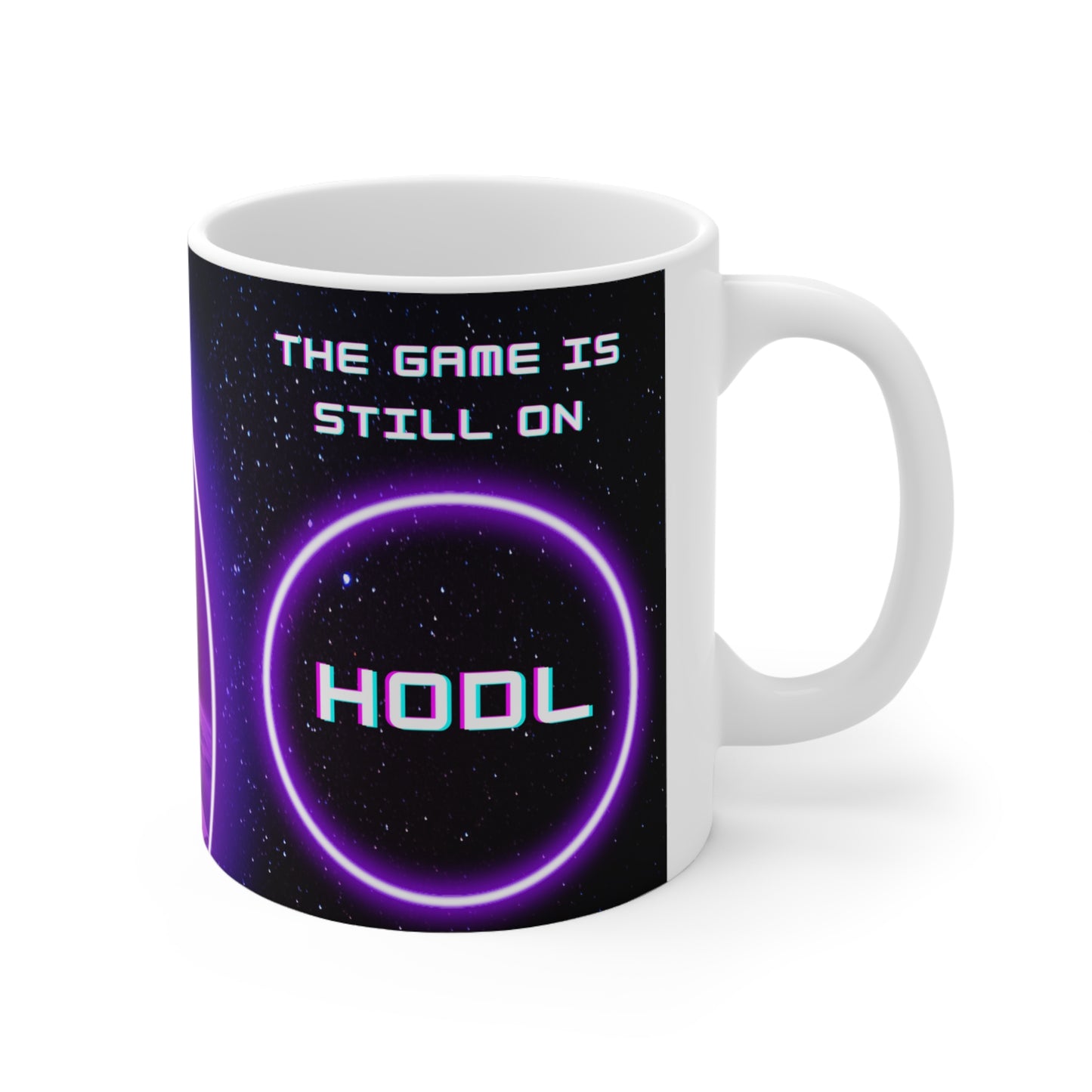 Space Kitty Cadet Mug - The game is still on HODL - Ceramic Coffee Cup, 11oz