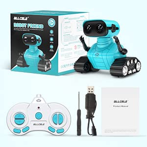 Robot Toys, Rechargeable Kids RC Robots for Girls & Boys, Remote Control Toy with LED Eyes & Music, for Children Age 3+ Years Old - Blue