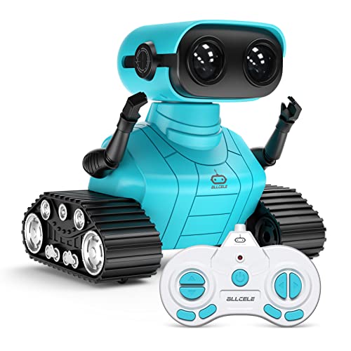 Robot Toys, Rechargeable Kids RC Robots for Girls & Boys, Remote Control Toy with LED Eyes & Music, for Children Age 3+ Years Old - Blue