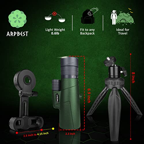 ARPBEST 25X50 Monocular Telescope High Power with Smartphone Holder & Tripod