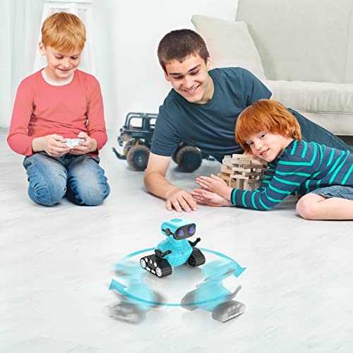 Robot Toys, Rechargeable Kids RC Robots for Girls & Boys, Remote Control Toy with LED Eyes & Music, for Children Age 3+ Years Old - Blue