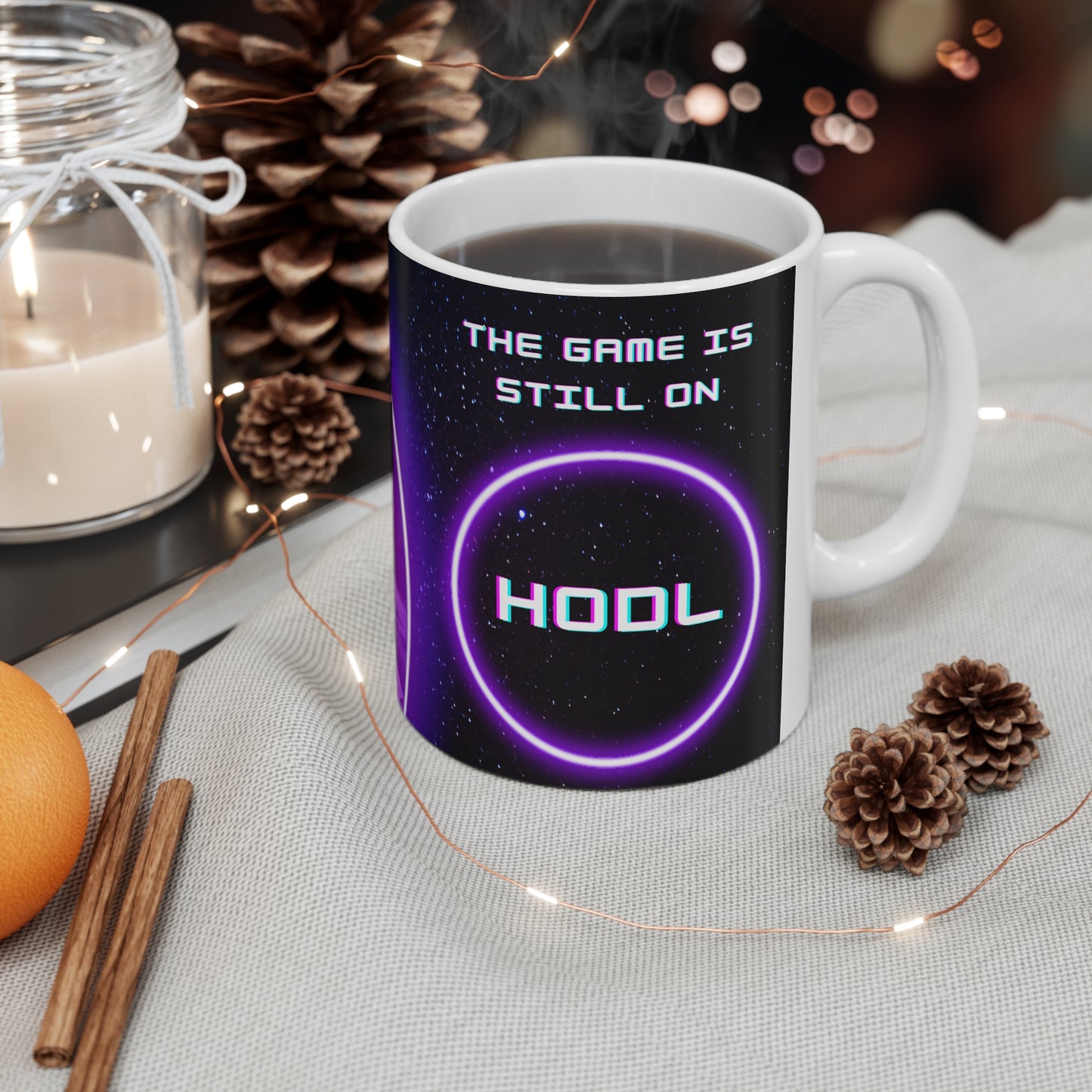 Space Kitty Cadet Mug - The game is still on HODL - Ceramic Coffee Cup, 11oz