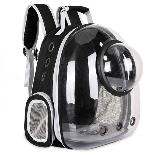 Pet Space Capsule Backpack, Small Medium Cat Puppy Dog Carrier, Transparent Breathable Heat Proof, Pet Carrier for Travel Hiking Walking Camping (Black)