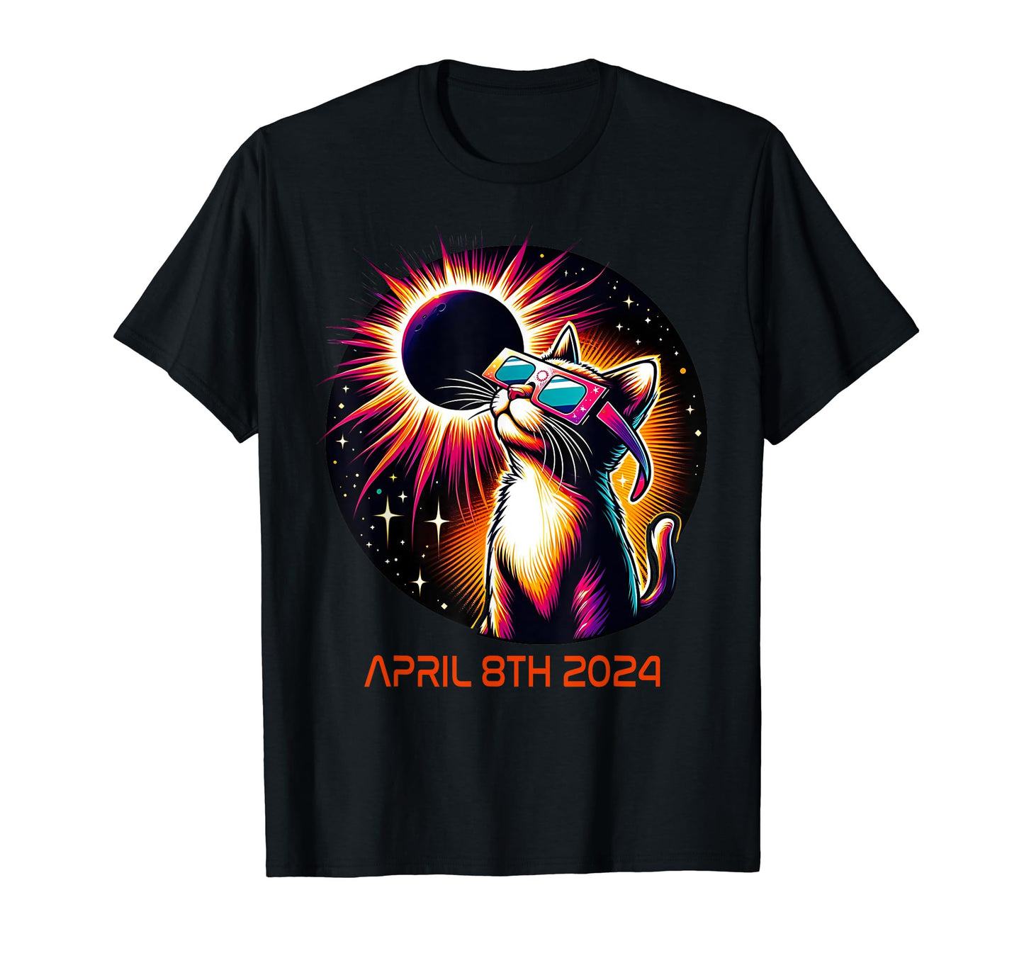 Cat Wearing Solar Eclipse Glasses 2024 T-Shirt