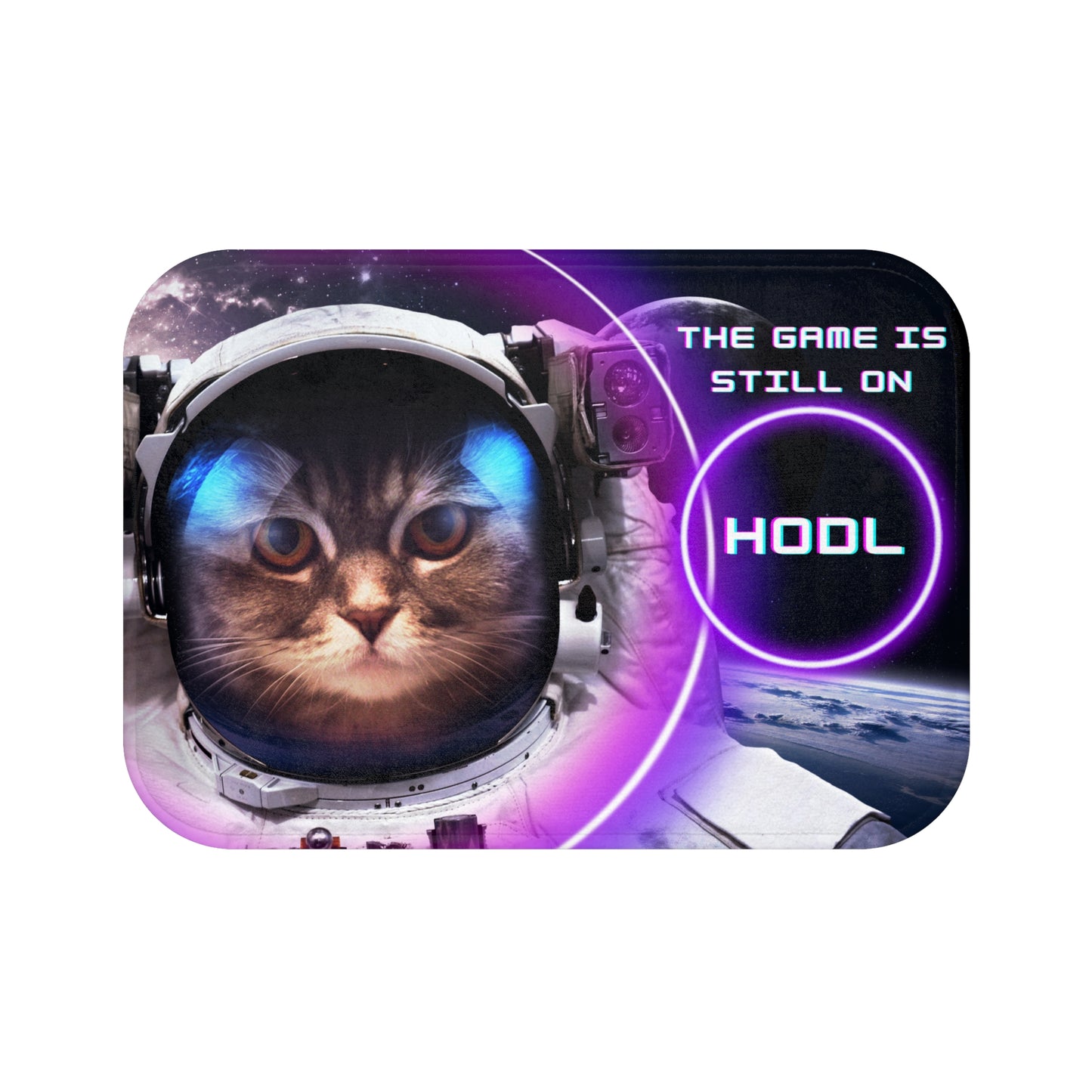 Space Kitty - The game is still on HODL bath mat