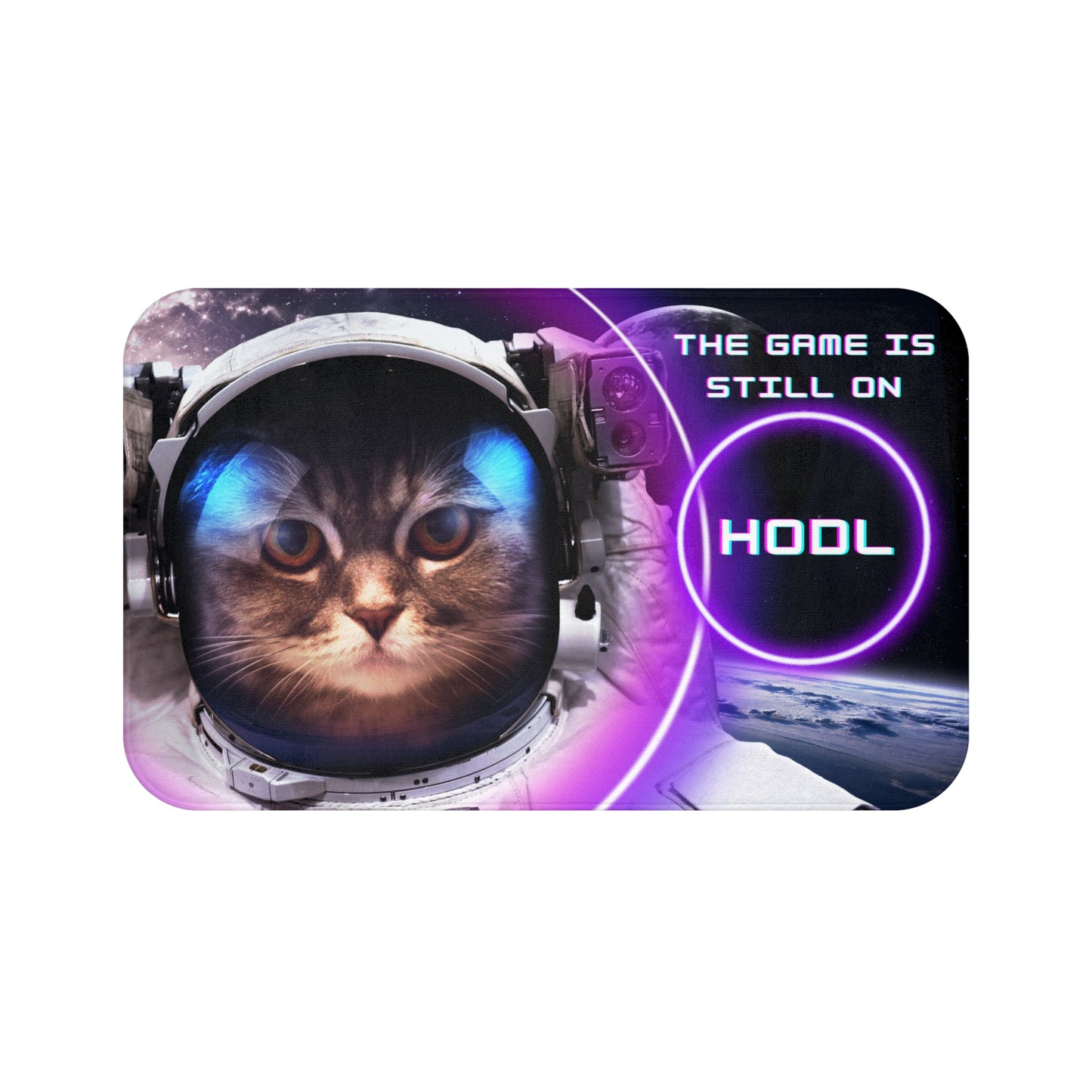 Space Kitty - The game is still on HODL bath mat