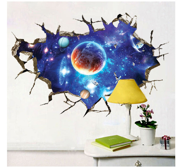 Space Planet Wall Stickers Bedroom Living Room Ceiling Decoration Stickers 3D Stereo