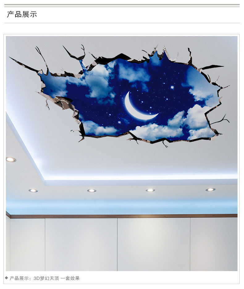 Space Planet Wall Stickers Bedroom Living Room Ceiling Decoration Stickers 3D Stereo