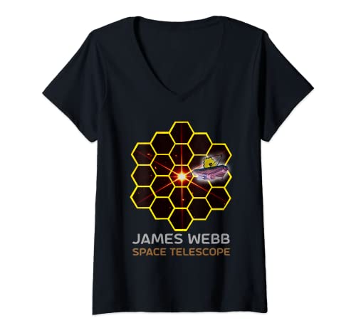 Womens James Webb Space Telescope JWST First Image (Star, Galaxies) V-Neck T-Shirt