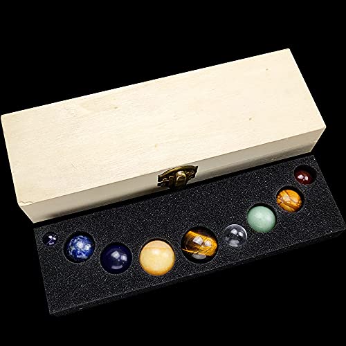 Natural Solar System 9 Planets Decorations Gemstones Sphere Galaxy Universe Model Chakra Healing Crystal Sphere Ball Collective Figurines