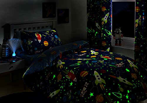 Glow In The Dark Duvet Cover Set | Double Bed Size | Blue Bedding