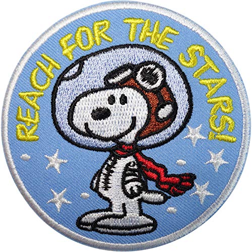 ELLU Snoopy Patch Astronaut Space Dog Stars Embroidered Badge Iron Sew On Clothes Bag