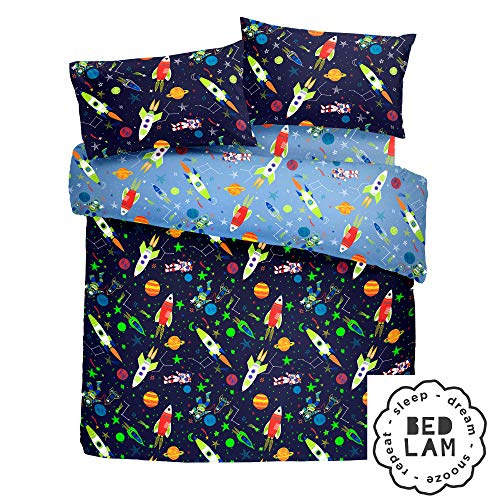 Glow In The Dark Duvet Cover Set | Double Bed Size | Blue Bedding