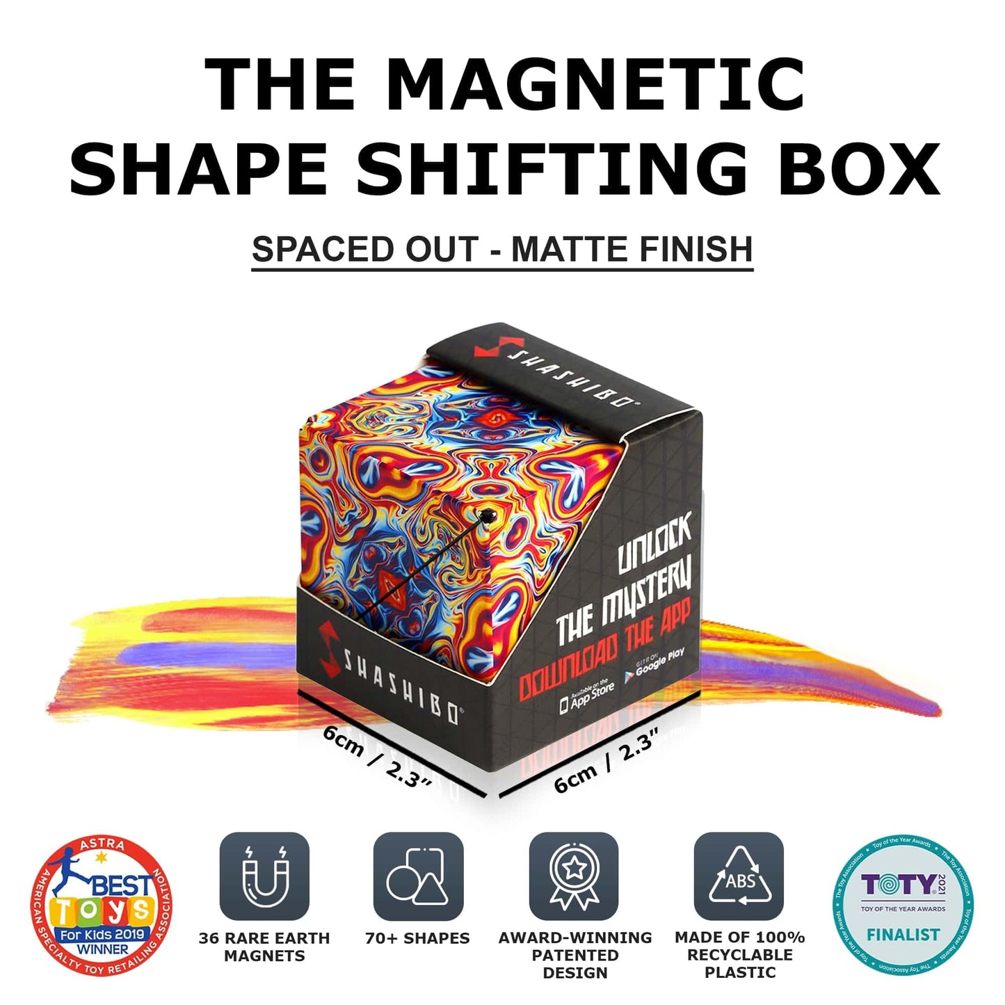 SHASHIBO Shape Shifting Box - Award-Winning Cube Magnet Sensory Toy Transforms Into Over 70 Shapes (Spaced Out)