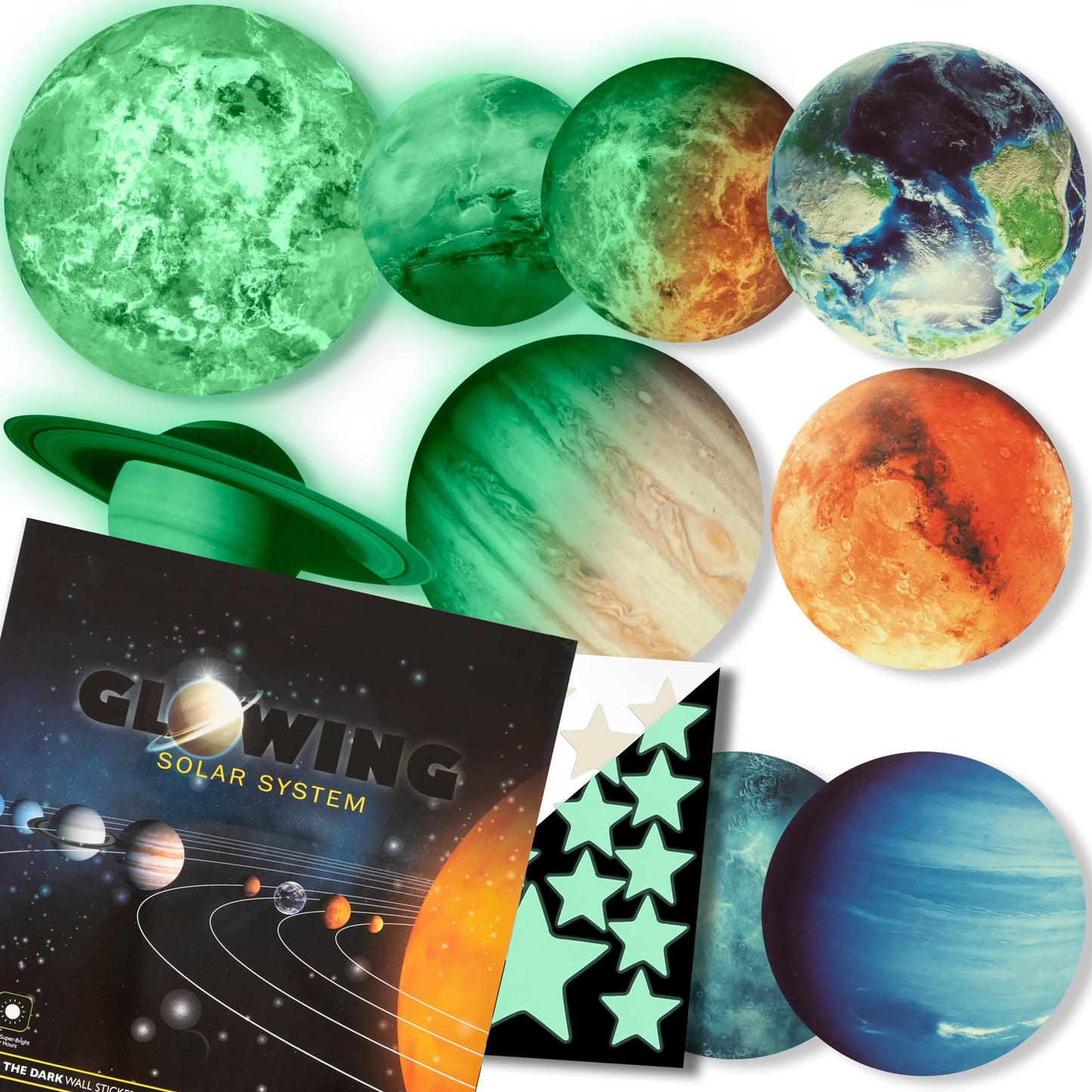 Glow in The Dark Stars and Planets - Bright Solar System Wall Stickers