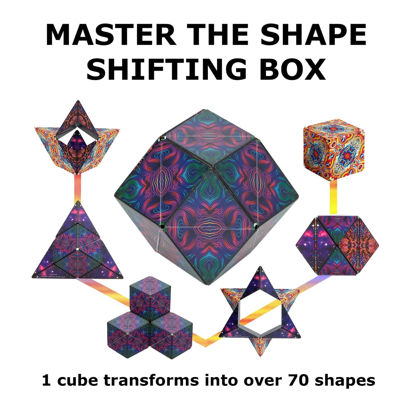 SHASHIBO Shape Shifting Box - Award-Winning Cube Magnet Sensory Toy Transforms Into Over 70 Shapes (Spaced Out)